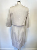 FENN WRIGHT MANSON SILVER GREY PENCIL DRESS & MATCHING CROP JACKET SIZE 10/12