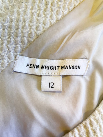 FENN WRIGHT MANSON SILVER GREY PENCIL DRESS & MATCHING CROP JACKET SIZE 10/12