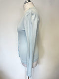 KAREN MILLEN PALE BLUE V NECK LONG SLEEVE CARDIGAN SIZE M