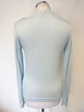 KAREN MILLEN PALE BLUE V NECK LONG SLEEVE CARDIGAN SIZE M