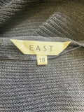 EAST LINEN NAVY BLUE LINEN WATERFALL FRONT SHORT SLEEVED CARDIGAN SIZE 18