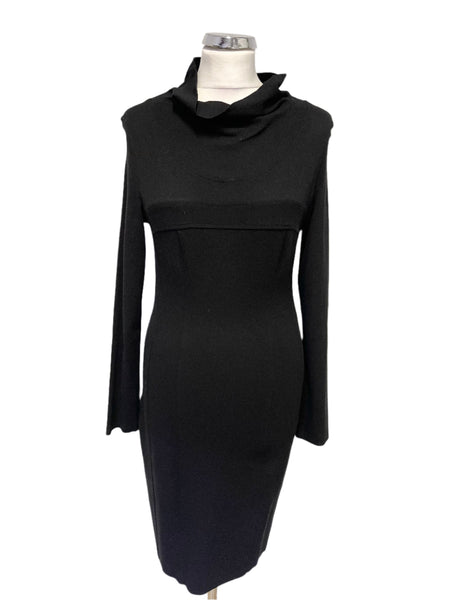 MARCCAIN BLACK JERSEY LONG SLEEVED PENCIL DRESS SIZE 3 UK 10/12