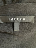 JAEGER 100% SILK BLACK FINE KNIT WATERFALL FRONT 3/4 SLEEVED CARDIGAN SIZE M