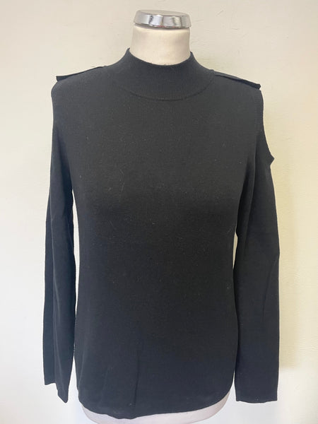WHISTLES BLACK COLD SHOULDER LONG SLEEVED JUMPER SIZE 12