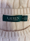 RALPH LAUREN PINK CABLE KNIT LONG SLEEVED JUMPER SIZE M