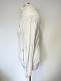 RALPH LAUREN IVORY CABLE KNIT ZIP FRONT LONG SLEEVED CARDIGAN  SIZE L