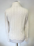 RALPH LAUREN IVORY CABLE KNIT ZIP FRONT LONG SLEEVED CARDIGAN  SIZE L