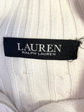 RALPH LAUREN IVORY CABLE KNIT ZIP FRONT LONG SLEEVED CARDIGAN  SIZE L