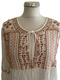 MELISSA ODABASH WHITE EMBROIDERED LONG SLEEVE FIT &  FLARE BEACH DRESS SIZE L
