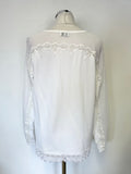 LINEA WHITE LACE TRIMMED FINE KNIT JUMPER SIZE L