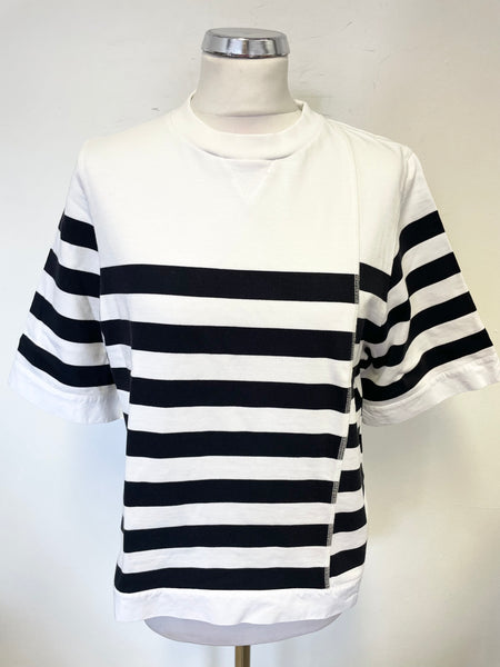 BRAND NEW COS WHITE & BLACK STRIPE RELAXED FIT SHORT SLEEVED TOP SIZE S