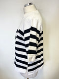 BRAND NEW COS WHITE & BLACK STRIPE RELAXED FIT SHORT SLEEVED TOP SIZE S