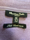 MASSIMO DUTTI LILAC SILK & CASHMERE FINE KNIT V NECK LONG SLEEVED JUMPER SIZE M
