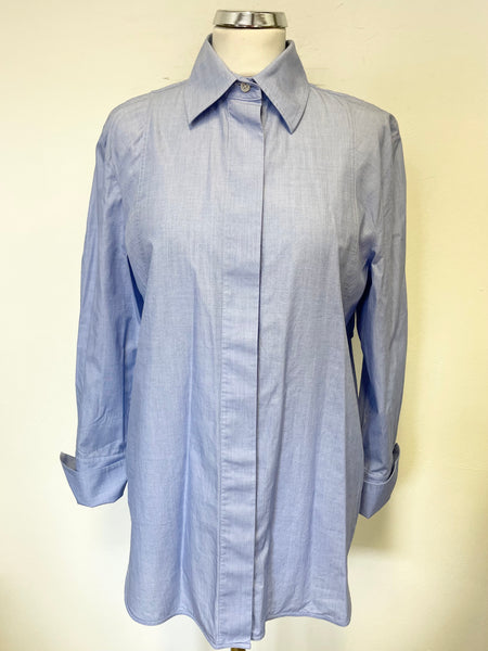 COS LIGHT BLUE 100% COTTON CAPE BACK 3/4 SLEEVED SHIRT SIZE 36 UK 8/10