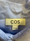 COS LIGHT BLUE 100% COTTON CAPE BACK 3/4 SLEEVED SHIRT SIZE 36 UK 8/10