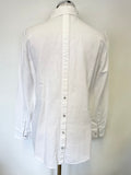 WHISTLES WHITE COTTON & LINEN BLEND BUTTON BACK LONG SLEEVED SHIRT  SIZE 10