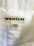 WHISTLES WHITE COTTON & LINEN BLEND BUTTON BACK LONG SLEEVED SHIRT  SIZE 10