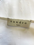SANDRO WHITE LACE FRILL TRIMMED CAP SLEEVE TOP SIZE 1 UK 8/10