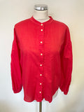 M.I.H JEANS RED COLLARLESS LONG SLEEVE SHIRT SIZE S
