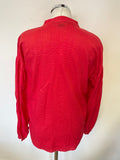 M.I.H JEANS RED COLLARLESS LONG SLEEVE SHIRT SIZE S