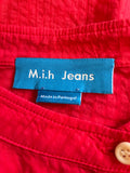 M.I.H JEANS RED COLLARLESS LONG SLEEVE SHIRT SIZE S