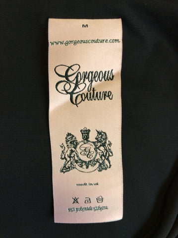 GORGEOUS COUTURE BLACK ONE SHOULDER STRETCH JERSEY JUMPSUIT SIZE M