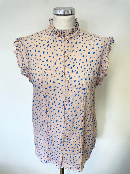 PAUL SMITH PINK & TURQUOISE SPOT PRINT SLEEVELESS TOP SIZE M