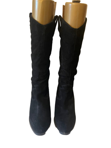 FAITH BLACK SUEDE COWBOY BOOTS SIZE 6/39