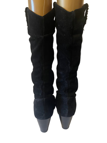 FAITH BLACK SUEDE COWBOY BOOTS SIZE 6/39
