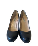 LK BENNETT NAVY BLUE LEATHER HEELS SIZE 5/38