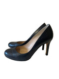 LK BENNETT NAVY BLUE LEATHER HEELS SIZE 5/38