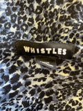 WHISTLES BLUE & BLACK PRINT JERSEY LONG PUFF SLEEVED TOP SIZE S