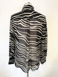 MINT VELVET BLACK & IVORY PRINT LONG SLEEVED BLOUSE SIZE 12