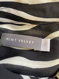 MINT VELVET BLACK & IVORY PRINT LONG SLEEVED BLOUSE SIZE 12