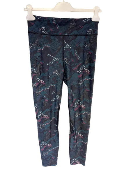 SWEATY BETTY GREEN PRINT LEGGINGS SIZE S SHORT