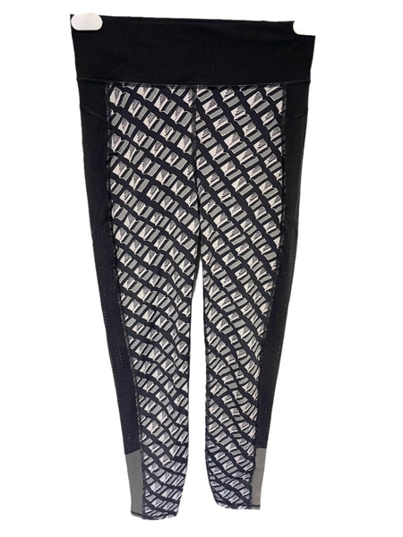 SWEATY BETTY BLACK & GREY PRINT LEGGINGS SIZE S SHORT