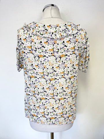 TED BAKER PICKNICK MULTI COLOURED FLORAL PRINT CAP SLEEVE TOP SIZE 3 UK 12/14