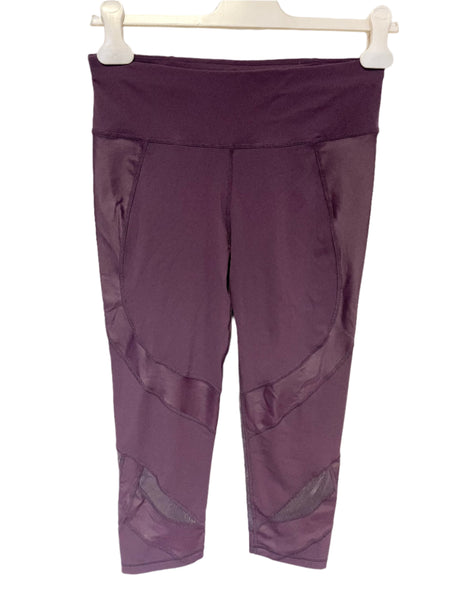 SWEATY BETTY THE POWER AUBERGINE CROP LEGGINGS SIZE S