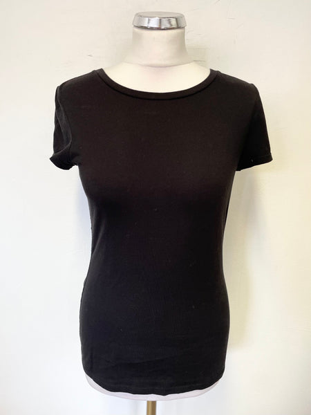 FINERY BLACK OPEN BACK WITH TIE BOWS CAP SLEEVED TOP SIZE 8