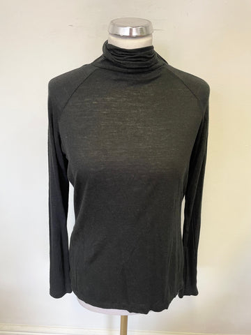 NICOLE FARHI BLACK REAR TIE BACK WITH V OPENING LONG SLEEVED TOP SIZE M