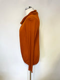 JIGSAW BURNT ORANGE COWL NECK LONG SLEEVED JERSEY TOP SIZE S