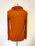 JIGSAW BURNT ORANGE COWL NECK LONG SLEEVED JERSEY TOP SIZE S