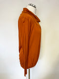 JIGSAW BURNT ORANGE COWL NECK LONG SLEEVED JERSEY TOP SIZE S