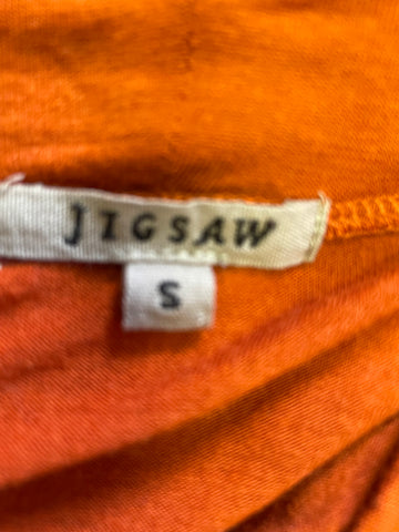 JIGSAW BURNT ORANGE COWL NECK LONG SLEEVED JERSEY TOP SIZE S