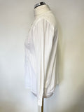 THE WHITE COMPANY WHITE COTTON COLLARLESS LONG SLEEVED BLOUSE SIZE 10