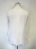 THE WHITE COMPANY WHITE COTTON COLLARLESS LONG SLEEVED BLOUSE SIZE 10