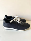 HOBBS BLACK NYLON & LEATHER LACE UP PLIMSOLS SIZE 7.5/41