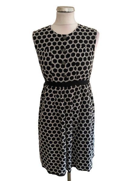 ANNA SUI FOR ANTHROPOLOGIE BLACK & WHITE EMBROIDERED MINI DRESS SIZE 10