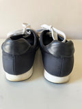 HOBBS BLACK NYLON & LEATHER LACE UP PLIMSOLS SIZE 7.5/41