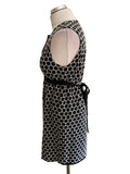 ANNA SUI FOR ANTHROPOLOGIE BLACK & WHITE EMBROIDERED MINI DRESS SIZE 10